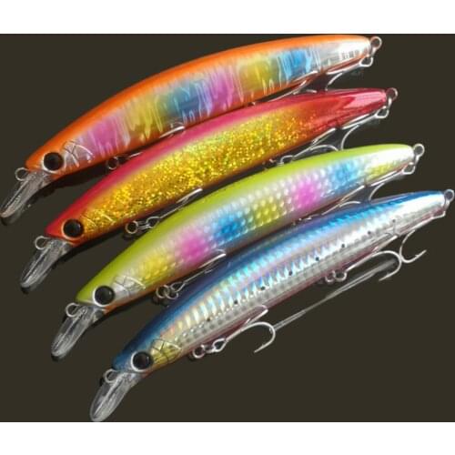 TSURINOYA 130F Ultra largo Lanzamiento de cebo de Minnow duro de 130mm 23g TWINKLE DW111 platija de lubina de mar de agua salada