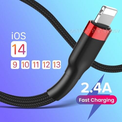 USB Cable For iPhone 12 11 X XS 0.3m/1m/2m Fast Charge Cable For iPad Air 4 Pro Fast Charger Cord Data Line For IOS 13 14 Cable