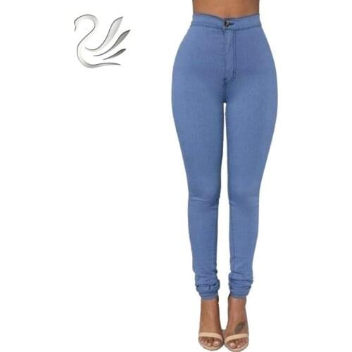 Women High Waist Cotton Denim Jeans Pants 2019 Fashion Multi Colors Girl Casual Skinny Jeans Pants Pencil Trousers Taille Haute