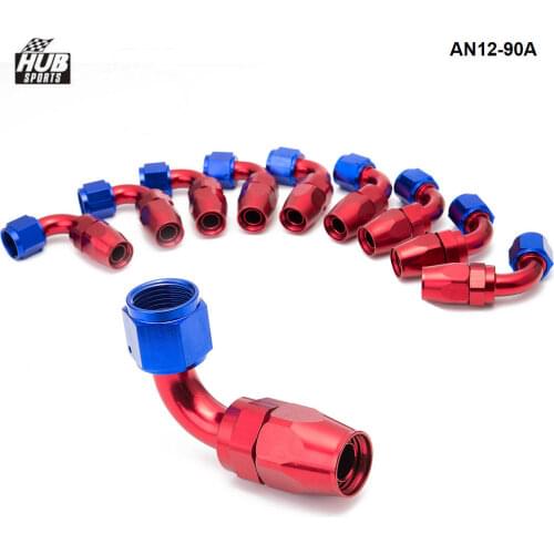 10pcs /set 90Degree AN12 Aluminum Oil cooler Hose Fitting Fuel Push-On Hose End fittings Adaptor HU-AN12-90A