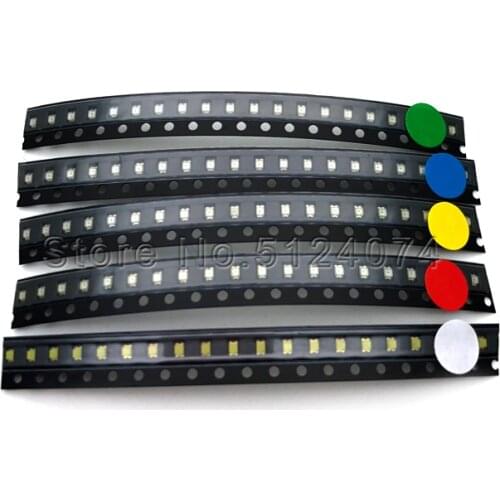 100pcs=5colors*20pcs 0805 2012 SMD LED luminescent tube package sample package red/yellow/blue/green/white light-emitting diode