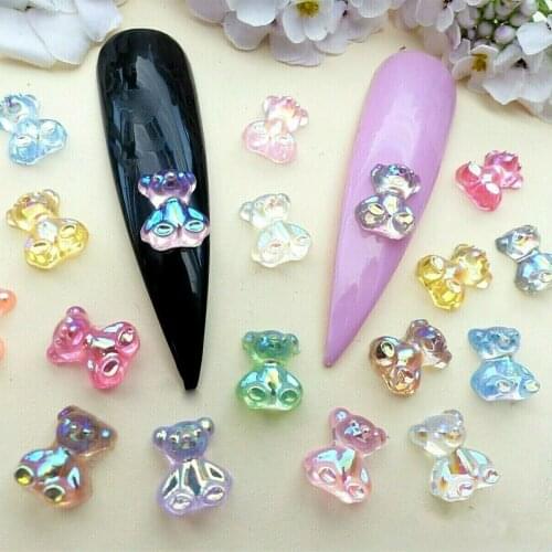 100pcs New Resin Bear Decorations Japanese Butterfly Stereoscopic Bear Wild Nail Jewelry Factory Wholesale