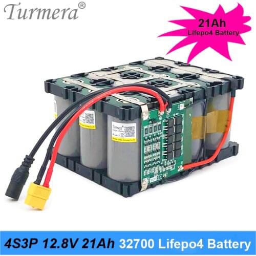 Turmera 32700 Lifepo4 Battery Pack 4S3P 12.8V 21Ah 4S 40A 100A Balanced BMS for Electric Boat and Uninterrupted Power Supply 12V