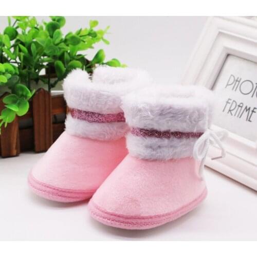 ARLONEET Infant Newborn Baby Girls Cashmere Plush Winter Boots Bandage Warm Shoes Plus velvet to keep warm snow booties CA22