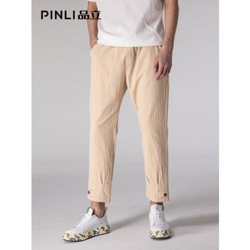 Free Shipping New Style Unique Pinli Casual Summer Mens Straight-leg Cropped Pants Thin Breathable Cotton Trousers B202917521