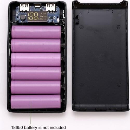 No Battery)Dual USB Output 6x 18650 Battery DIY Power Bank Box Holder Case For Mobile Phone Tablet PC