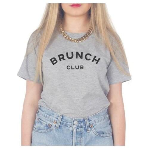 Brunch Club Letters Print Women T shirt Cotton Casual Funny Shirt For Lady Top Tee Tumblr Hipster Drop Ship NEW-29