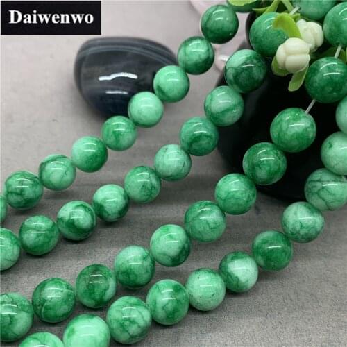 Dry Green Beads 6-14mm Round Natural Stone Loose DIY for Bracelet Jewelry