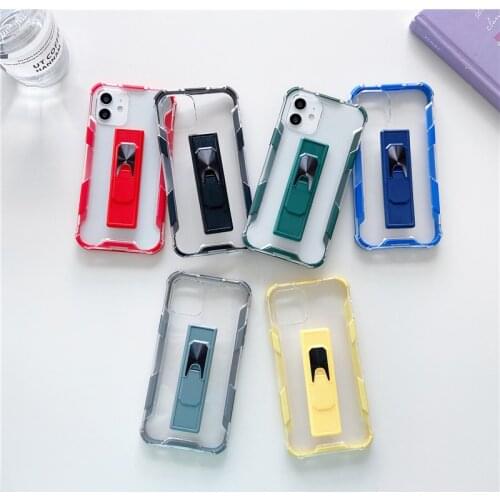 Case for iPhone 12 11 Pro Max 12 Mini XR XS Max 8/7 Plus Folding Stand Armor Anti-fall Coque Transparent Phone Case Cover
