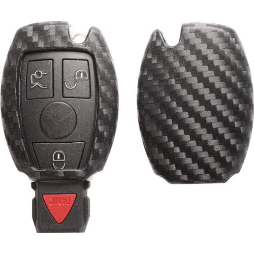 Kutery 10PCS Carbon Fiber Key Case Keychain For Mercedes Benz BGA AMG W203 W210 W124 W202 W204 W205 W212 W176 Silicone Cover
