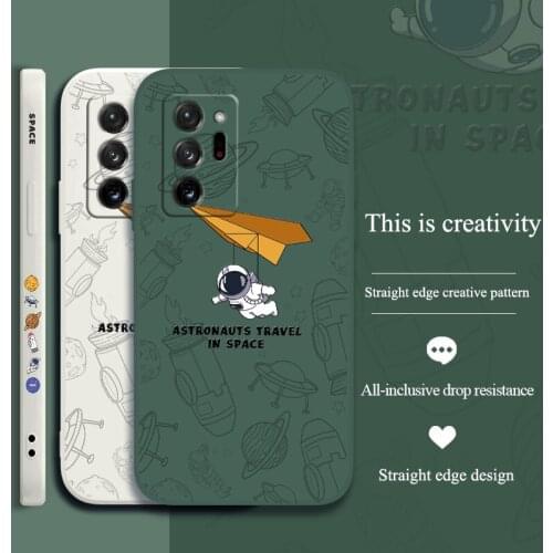 Crescent Astronaut Square Case For Samsung Galaxy A72 A52 A42 A32 A22 A21S A02S A12 A02 A71 A51 A41 A31 Soft Phone Cover Case