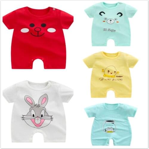 Baby Rompers Newborn Summer Clothes Short Sleeve Top Kids Girls Jumpsuit Cotton Infant Baby Boy Animal Rabbit Print Roupas 3-18M