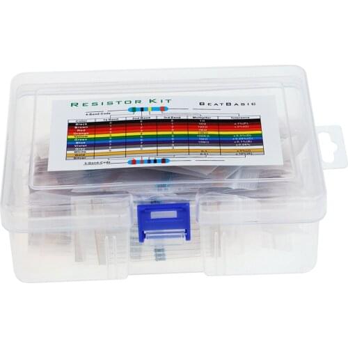 50 values 1000pcs 1 ohm - 10M ohm 1/4W Metal Film Resistors Assortment Kit