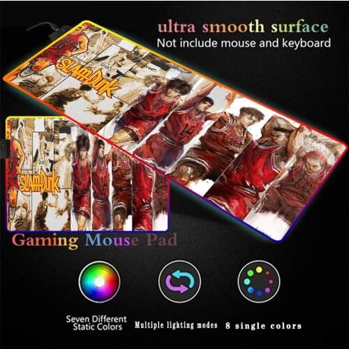Slam Dunk Anime RGB Mouse Pad Quality MSI Dragon Logo HD Printed Game Mousepad Free Shipping Large Colorful Durable Table Mat