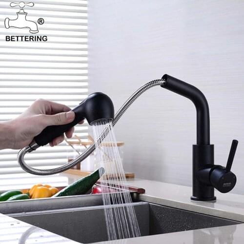 Kitchen Crane Black Tap Kitchen Faucet Pull Out Mixer Brush Kitchen Sink Tap Stream Deck Hot Cold Washbasin Faucet Kitchen Mixer