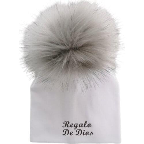 Newborn fashion golden letter toddlers infant bonnet baby pompom hat for girls boys cap for baby kid child