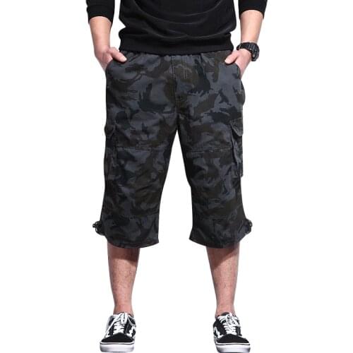 Summer Mens Baggy Multi Pocket Military Camo Shorts Cargo Loose Hot Breeches Male Long Camouflage Bermuda Capris Plus Size 6XL