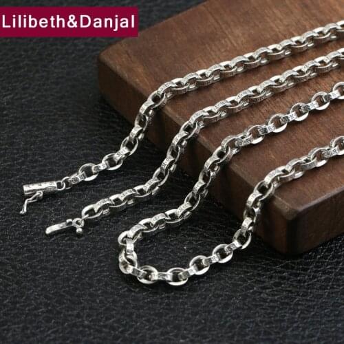 Buddha Mantra Necklace Pendant Pure 925 Sterling Silver 5mm Wide Men Women Initial Chain Necklace Body Jewelry 2020 Arrival N3