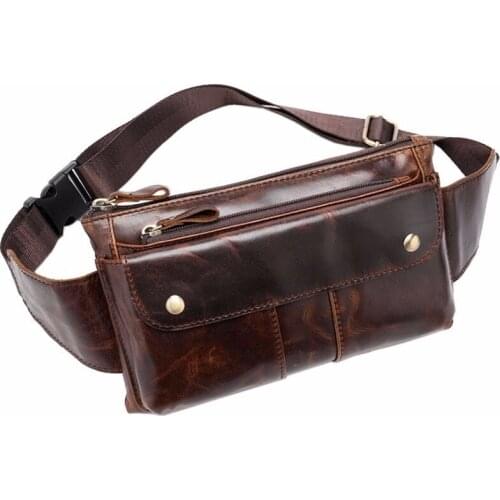 Vintage Genuine Leather Fanny Pack for Men Waist Bag Hip Purse Phone Bum Belt Messenger Small Shoulder Sling Chest Bags