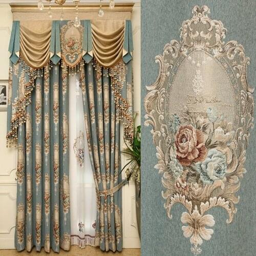 Luxury European-style Curtain Thickened Chenille Jacquard Curtains for Living Room Bedroom Embossed Embroidered Curtains Custom