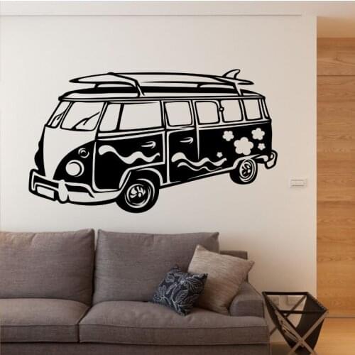 Removable Wall Sticker Camper Wall Decal Travelling Bus Wall Art Mural Home Living Room Wallpaper Vinyl Car Sticker Decor AY832