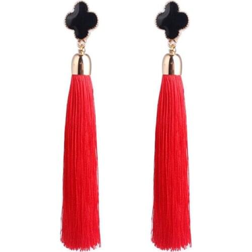 12*1.5cm Retro Tassel earrings long section Ear clip Female Latin dance earring Earrings Ethnic Dance Accessories wholesale