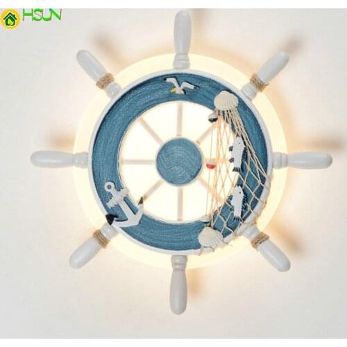 Mediterranean Rudder Beside Children Bedroom Nordic Wall Lamp Parlor Modern Creative Background Decroation Wall Led