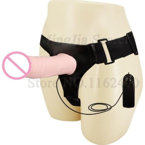 Hollow Vibrating Dick Strap on Dildo Vibrator For Men Realistic Cock Strapon Harness Penis Sleeve Sex Products For Women Lesbian