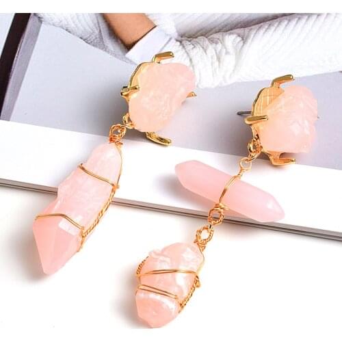 New Arrival Pink Stone Long Earrings High-quality Fashion Trend Drop Earring Jewelry Wholesale Accessories For Women