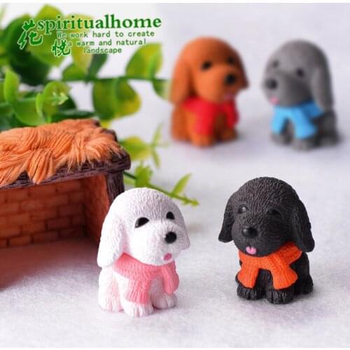 1pc DIY Beautiful Teddy Cute Ornament Toy Dog Pendant Figurines Animal Statue Puppy Miniatures Pet Dolls Crafts Garden Decor