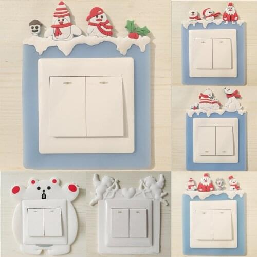 1Pcs Christmas Decorations On-off Protective Cover for Switch Outlet Soft Glue for Household Cartoon Pattern 3D Wall Sticker