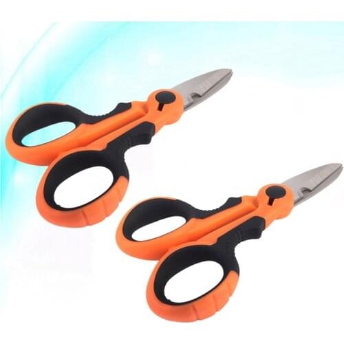 2pcs Fishing Braid Scissors Heavy Duty Braided Line Cutter for Saltwater Freshwater Fish Lure Bait Tools (Orange)