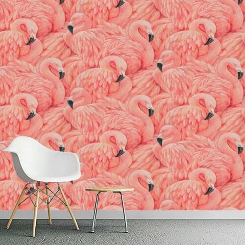 Custom 3D Wall Mural Modern Hand Painted Red Flamingo Animal Wallpaper Living Room TV Bedroom Creative Wall Papers For Walls 3 D