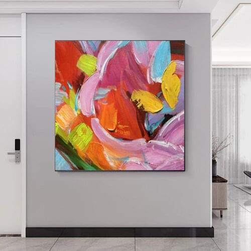 Abstract Colourful Wall Art Canvas Thick Oil Painting Handmade Home Decoration Hand Painted Abstract Wall Pictures No Frame