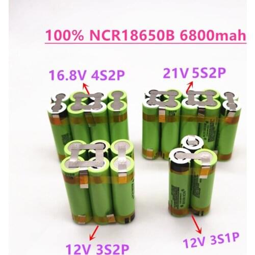2020 New original NCR18650B 12V 16.8V 21V 25V Battery Pack NCR18650B 6800mah 20A Discharge Current for shura screwdriver battery