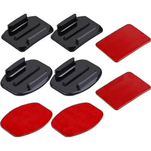 For Go Pro Accessories 2 Curved Surface Mounts + 2 Flat Surface Mounts + 4 3M Stickers for GoPro HERO5 HERO4 Session HERO 5 4 3