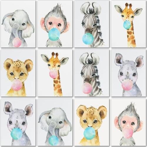 Full Round Diamond mosaic 5D DIY Diamond painting animal Cartoon giraffe monkey lion Full Square Diamond embroidery Cross stitch