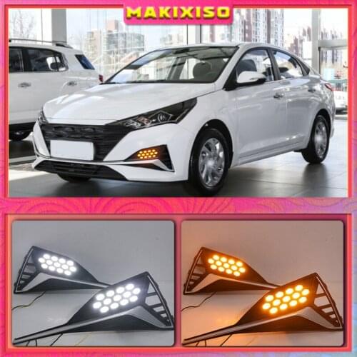 12V Car Running Lights for Hyundai Accent Solaris Verna 2020 LED DRL Daytime Running Light Fog Lamp