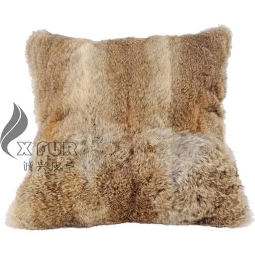 Free Shipping CX-D-06/Z 40x40cm Natural Color Rabbit Fur Sofa Cushion Cover DROP SHIPPING