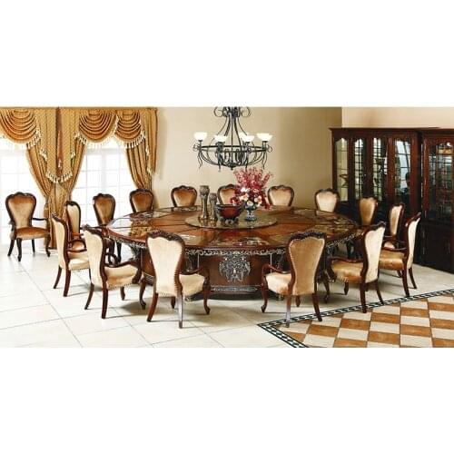 European style big round dining table with turntable for villa and hotel furniture Esstisch mit plattenspieler für villa GH219