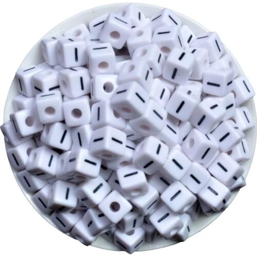 50pcs White Square Alphabet Bead Acrylic Beads Mixed Letter DIY Loose Beads For Beading Bracelet Jewelry Accessories 10mm