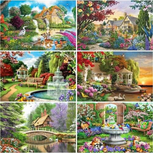 EverShine Diamond Painting Full Square Landscape Cross Stitch Mosaic 5D DIY Diamond Painting House Picture Of Rhinestones
