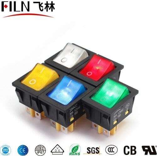 FILN ON-OFF 30A/12V 30A/250v Heavy Duty 4 pin Not Waterproof T85 1E4 rocker switch panel mounting with lamp