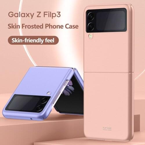 FLOVEME For Samsung Galaxy Z Flip 3 Matte Skin Feel Folded Mobile Phone Cases For Galaxy Z Flip 3 5G Shockproof Protective Cover