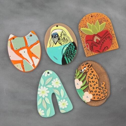 HAOSAW 6Pcs Jewelry Findings Components/Multi Shapes/DIY Charms/Hand Made/Earrings Pendant/Painting Effect/Jewelry Accessories