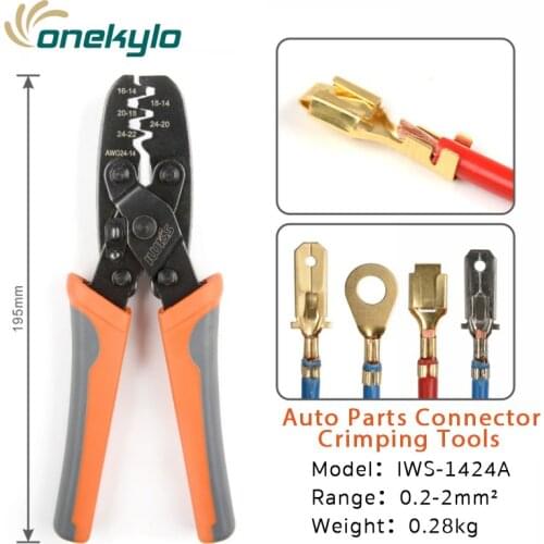 IWISS IWS-1424A Open Barrel Terminal Crimper Pliers Tool for Molex Style Delphi AMP TYCO Terminals Crimper Open Barrel 24-14 AWG