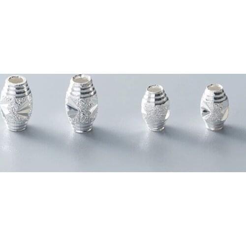 Classic Oval Matte Barrel Spacer Beads DIY Fine Jewelry Materials 7mm 9mm 925 Sterling Silver Handmade Bracelets Location Beads