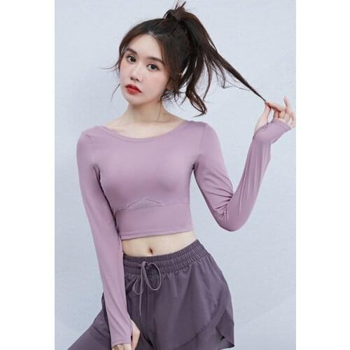 Yoga Crop Top Sports Womens Thin Fast Gym Training Professional Suit Long Sleeve Girl Mujer Camisetas