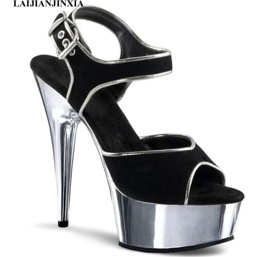 LAIJIANJINXIA New Women Night Club Party Dancing Shoes 15cm High Heels Electroplating Sandals Pole Dance Shoes