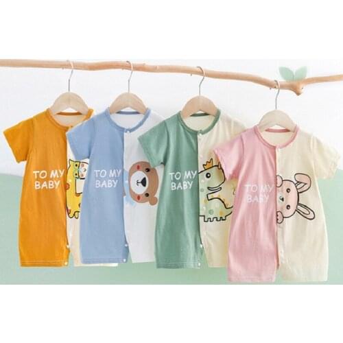 Summer Short Sleeve Animal Jumpsuit Newborn Baby Boys Bodysuit Cotton Funny Body Romper Girls Cartoon Costume Children Clothing